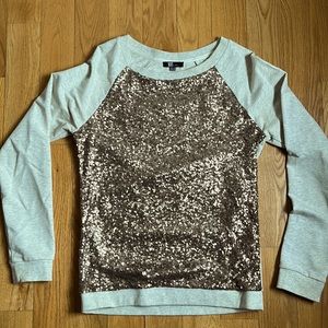 Oatmeal gray sweats hair with bronze gold sequins